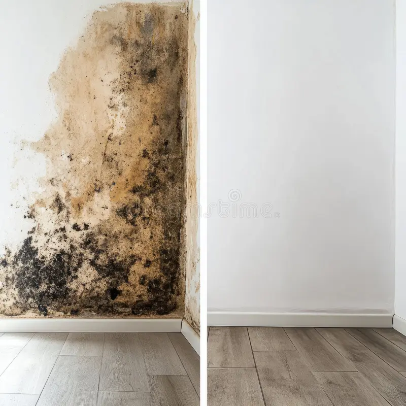 Mould growth wall cleaning demonstration showing effective treatment